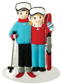 Store PolarX Personalized Skiing Couple Ornament