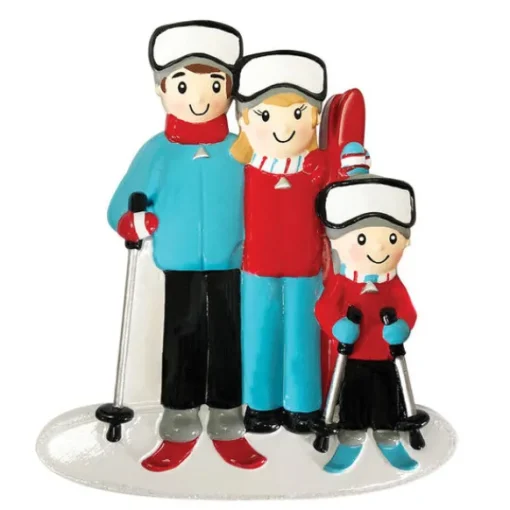 Best PolarX Personalized Skiing Family Of 3 Ornament
