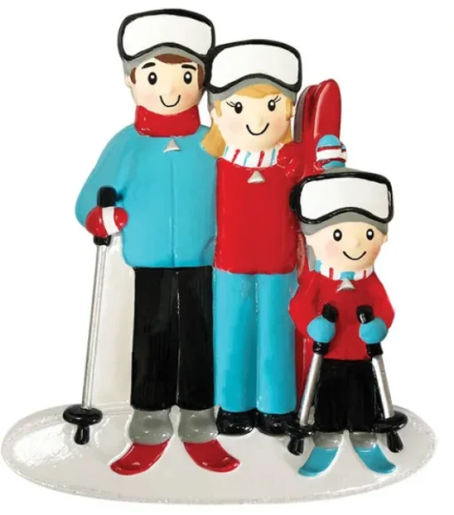 Best PolarX Personalized Skiing Family Of 3 Ornament