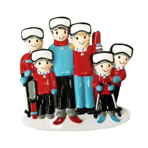 Best PolarX Personalized Skiing Family Of 6 Ornaments