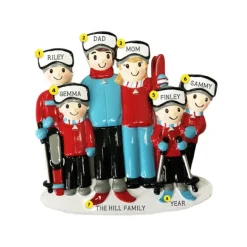 Discount PolarX Personalized Skiing Family Of 6 Ornaments