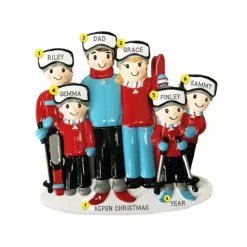Discount PolarX Personalized Skiing Family Of 6 Ornaments