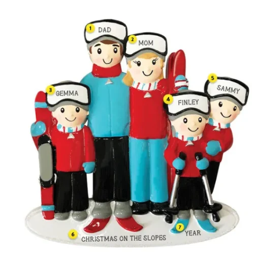 Outlet PolarX Personalized Skiing Family Of 5 Ornament