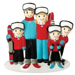 Outlet PolarX Personalized Skiing Family Of 5 Ornament