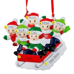 Flash Sale PolarX Personalized Sledding Family Of 6 Ornament