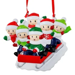Flash Sale PolarX Personalized Sledding Family Of 6 Ornament