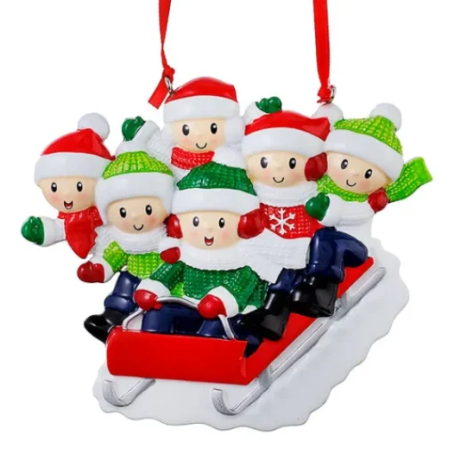 Flash Sale PolarX Personalized Sledding Family Of 6 Ornament
