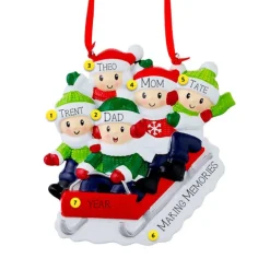 Cheap PolarX Personalized Sledding Family Of 5 Ornament