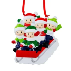 Cheap PolarX Personalized Sledding Family Of 5 Ornament