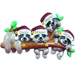 Cheap PolarX Personalized Sloth Family Of 4 Ornament