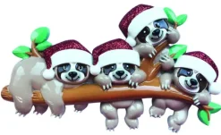 Cheap PolarX Personalized Sloth Family Of 4 Ornament