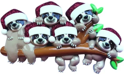 Fashion PolarX Personalized Sloth Family Of 6 Ornament