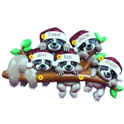 New PolarX Personalized Sloth Family Of 5 Ornament