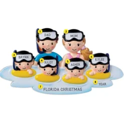 Outlet PolarX Personalized Snorkeling Family Of 6 Ornament