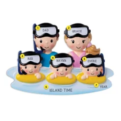 Outlet PolarX Personalized Snorkeling Family Of 5 Ornament