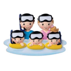 Outlet PolarX Personalized Snorkeling Family Of 5 Ornament