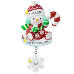 Best PolarX Personalized Snowman With Candy Cane Ornament