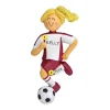 Clearance Ornament Central Personalized Soccer Ornament - Female, Blonde Hair In Red Uniform