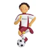 Online Ornament Central Personalized Soccer Ornament - Male With Brown Hair, Red Uniform