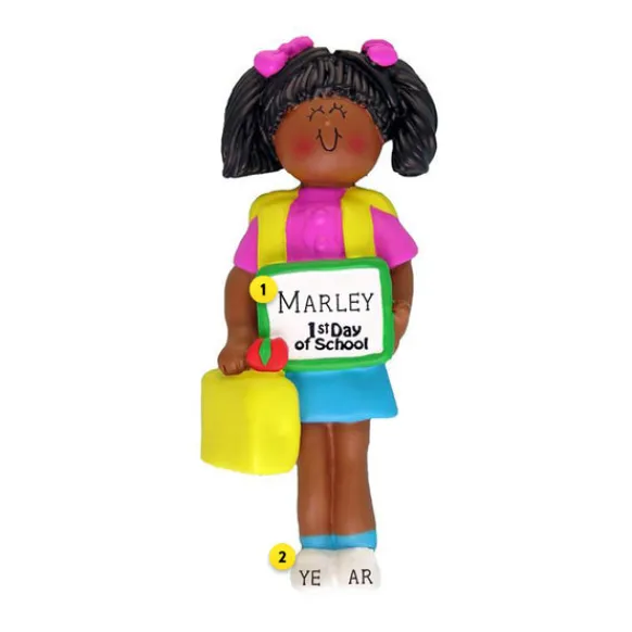 Best Sale Personalized 1St Day Of School Ornament - Female, Black Hair School Days