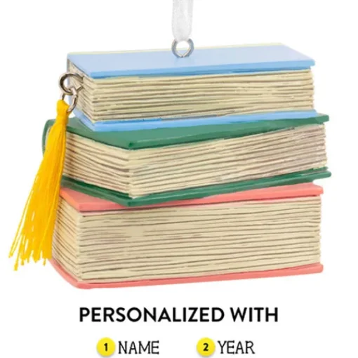 Outlet Personalized Stack Of Books Ornament Hobbies & Activities