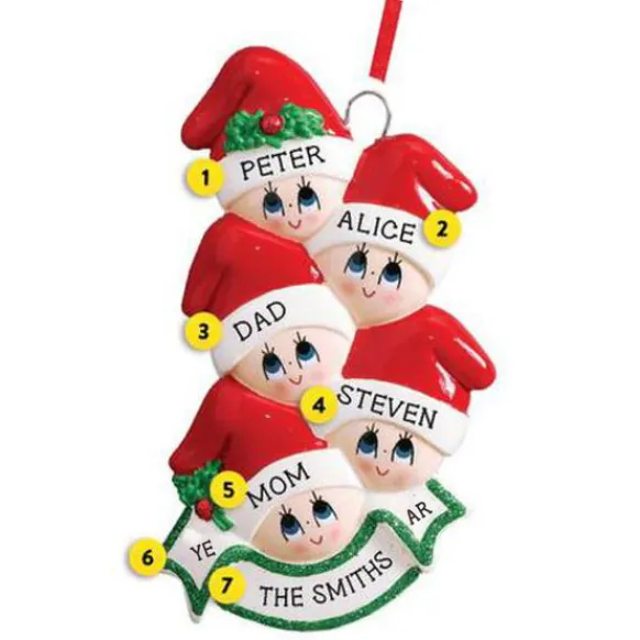 Best Sale Rudolph & Me Personalized Stocking Cap Family Of 5 Ornament
