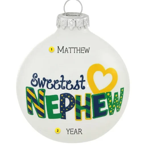 Cheap Personalized Sweetest Nephew Glass Bulb Ornament Family Members