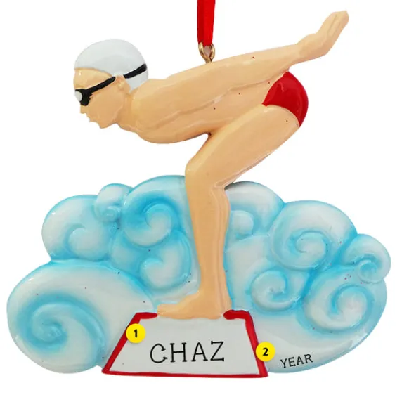 Online Rudolph & Me Personalized Swimmer Ornament - Male