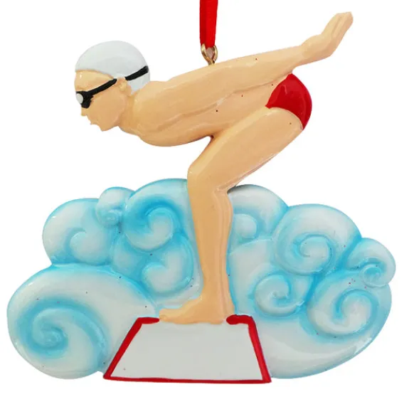 Online Rudolph & Me Personalized Swimmer Ornament - Male