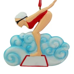 Online Rudolph & Me Personalized Swimmer Ornament - Female