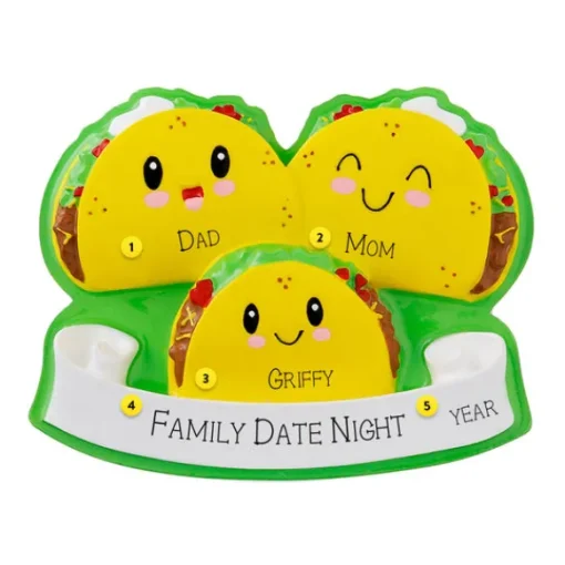 Cheap PolarX Personalized Taco Family Of 3 Ornament