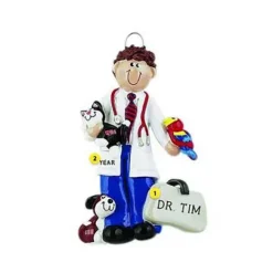 Hot Rudolph & Me Personalized Veterinarian Man Ornament