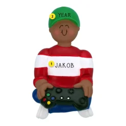 Best Sale Personalized Video Game Player Ornament - African American-Boy Fun & Games