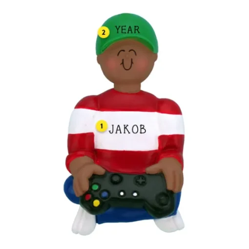 Best Sale Personalized Video Game Player Ornament - African American-Boy Fun & Games