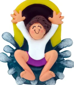 Clearance Ornament Central Personalized Water Slide Ornament - Female, Brown Hair
