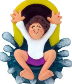 Clearance Ornament Central Personalized Water Slide Ornament - Female, Brown Hair