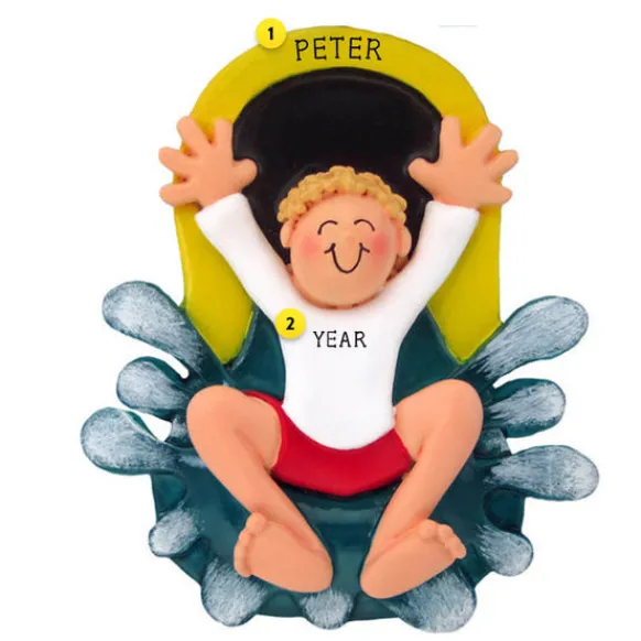 Best Ornament Central Personalized Water Slide Ornament -Male, Blonde Hair