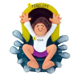 Cheap Ornament Central Personalized Water Slide Ornament - Female, Brown Hair