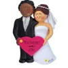 Flash Sale Personalized Wedding Couple Ornament - African American Male With Female Brunette Engaged, Wedding, & Anniversary