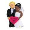 Cheap Personalized Wedding Couple Ornament - Male Blonde With African American Female Engaged, Wedding, & Anniversary