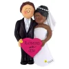 Sale Personalized Wedding Couple Ornament - Brunette Male With African American Female Engaged, Wedding, & Anniversary