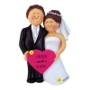 New Personalized Wedding Couple Ornament - Brunette Male & Female Engaged, Wedding, & Anniversary