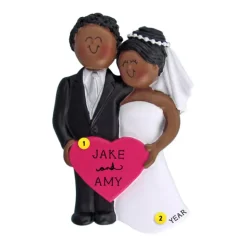 Clearance Personalized Wedding Couple Ornament - African American Male And Female Engaged, Wedding, & Anniversary