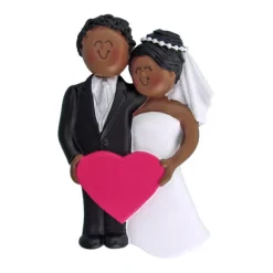 Clearance Personalized Wedding Couple Ornament - African American Male And Female Engaged, Wedding, & Anniversary