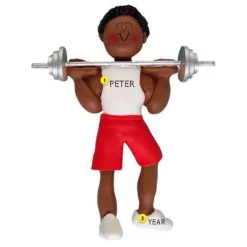 New Ornament Central Personalized Weight Lifter Ornament - African American, Male