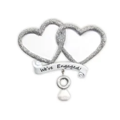 Discount Personalized We'Re Engaged! Double Heart Ornament Engaged, Wedding, & Anniversary
