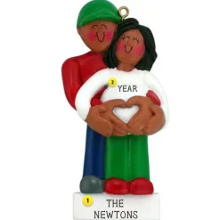 Cheap Personalized We'Re Expecting Couple Ornament - African American Male & Female Expecting & New Family