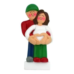 New Personalized We'Re Expecting Couple Ornament - Male With Brunette Female Expecting & New Family