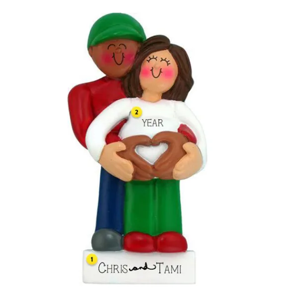 Store Personalized We'Re Expecting Couple Ornament - African American Male And Brunette Female Expecting & New Family