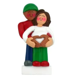 Store Personalized We'Re Expecting Couple Ornament - African American Male And Brunette Female Expecting & New Family